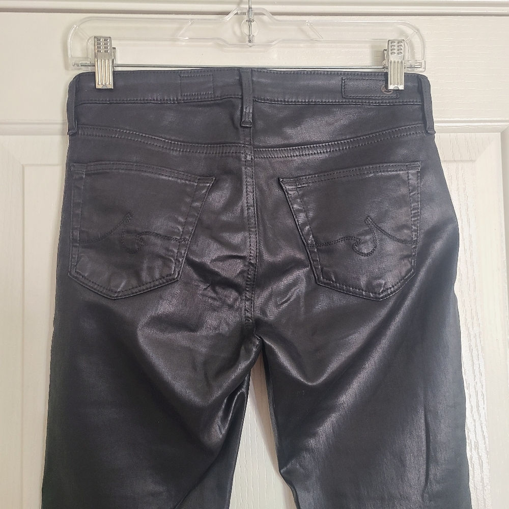 AG The Legging Ankle Super Skinny Black Coated Jeans Size 25 - Picture 11 of 15
